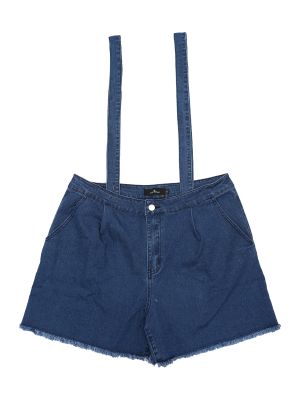 Plus Size Denim Shorts for Women Fray Pockets Overalls