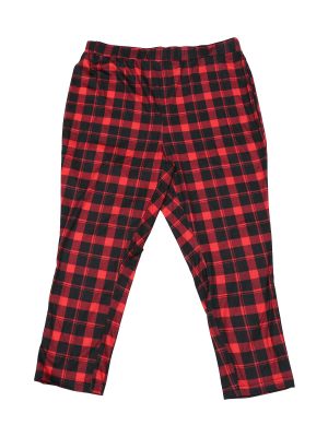 Plus Size Women Pants Check Leggings Elastic Waist Plaid Skinny Pants Christmas