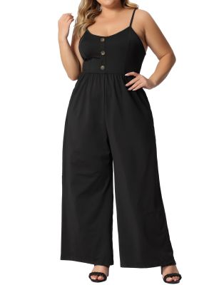 Plus Size Overalls Rompers for Women One Piece Wide Leg Pant Sleeveless Jumpsuits 2024 Summer