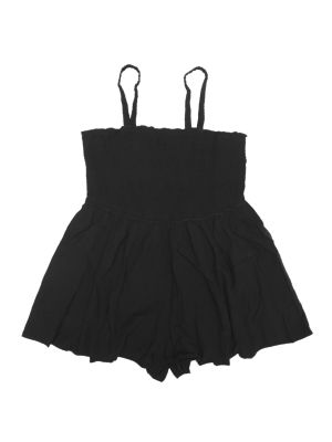 Plus Size Summer Sleeveless Rompers for Women Square Collar Flowy Short Jumpsuit with Pockets