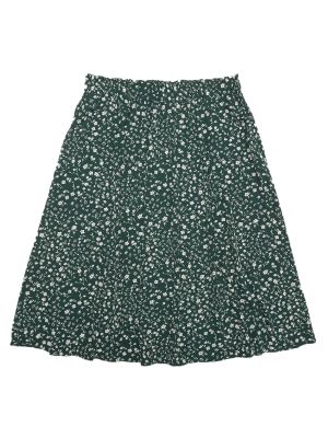 Plus Size Printed Skirt for Women Chiffon Elastic Waist Flowy Midi Skirts with Pockets