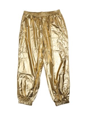 Plus Size Jogger Pants for Women Metallic Shiny High Waist Stretchy Wear Holographic Trousers Sweatpant