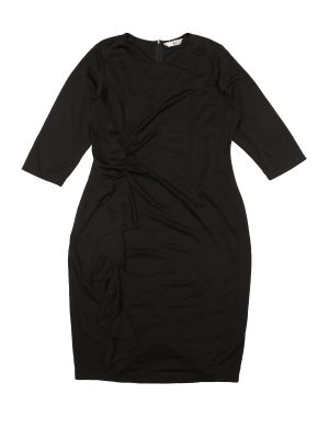 Plus Size Cocktail Dresses for Curvy Women 3/4 Sleeve Ruffle Vintage Work Midi Pencil Bodycon Dress