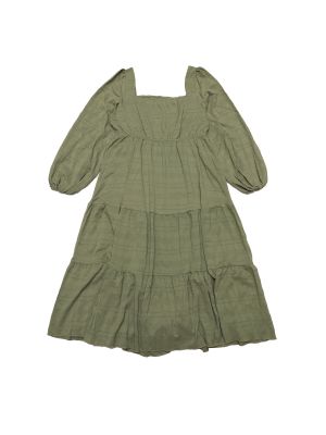 Plus Size Casual Midi Dress for Women Square Neck Long Sleeve Flowy a Line Tiered Dress