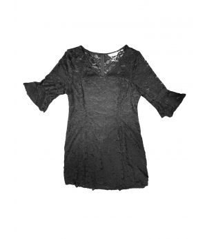 Plus Size Women's Lace Wedding Dress V-Neck 3/4 Sleeve Midi Swing Evening Bridesmaid Dresses