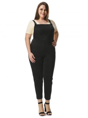 Women Plus Size Pinafore Overalls w Side Pockets