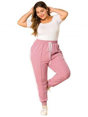 Women's Plus Size Joggers Sweatpants Elastic Contrast Color Lounge Jogger Pants