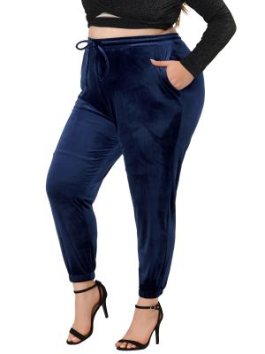 Women's Plus Size Pant Jogger Velvet Elastic Waist Party Pants