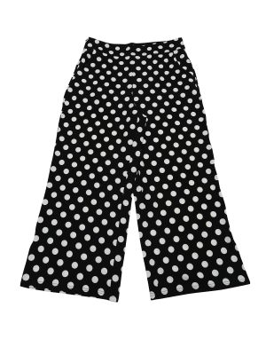 Plus Size Palazzo Pant for Women Polka Dots Wide Leg Paper Bag Pants