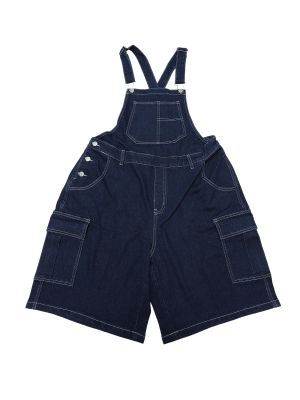 Plus Size Overall Shorts for Women Jumpsuit Adjustable Strap Bib Cargo Pocket Jean Denim Overalls