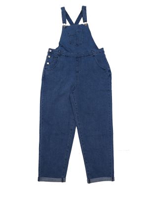 Women's Plus Size Casual Stretch Adjustable Denim Bib Overalls Jeans Pants Jumpsuits