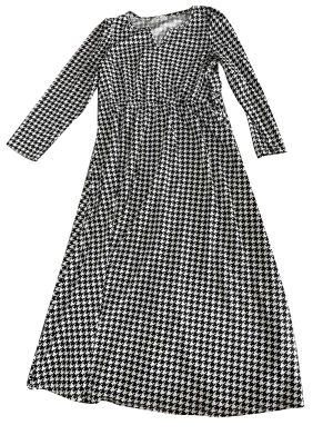 Women's Plus Size Notched V Neck Long Sleeve Dress a Line Maxi Tie Waist Dresses Casual Work Elegant